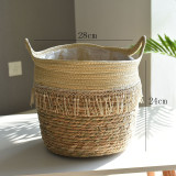 Large Straw Woven Flower Pot Seaweed Green Flower Water Hyacinth Grass Straw Cotton Rope Basket