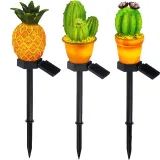 Courtyard Light Lawn Garden Pathway Cactus Pineapple Lantern Park Solar Powered Lamp