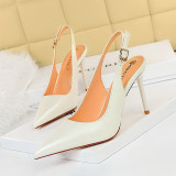 Metallic Pointed Toe Buckle High Stiletto Heel Sandals Shoes