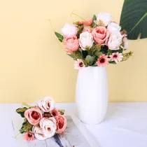 Home Garden Artificial Europen Rose Flower Plant Room Decoration