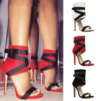 Lace Up Cross Strap High Heels Sandals
