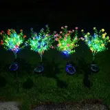Artificial Plastic Camellia Flower Energy Saving Solar Led Light for Garden Grass Decorative Lighting