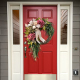 Hydrangea Wreath Rustic Front Door Decor Bowknot Flower Hanging Ornament