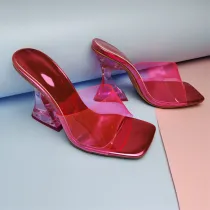 Transparent Stiletto Heels Square Toe Women Fashion Sandals