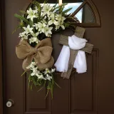 Easter Crucifix Wreath Door Decor Wood Wall Hanging Ornament