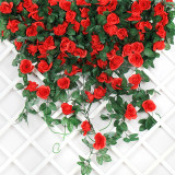 Home Garden Artificial Rose Flower Hanging Vine Plant Decoration