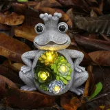 Solar Succulent Frog Resin Animal Night Light Courtyard Garden Landscape Decoration