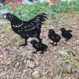 Chicken Family Garden Metal Yard Art Shape Silhouette