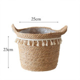 Tassel Rattan Straw Flower Basket Woven Bag Decorative Storage Basket Rattan Basket