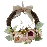 Artificial Peony Wreath Front Door Décor Home Wall Hanging Flower Ornament