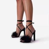 Further Strap Cross Tie Up Stiletto Heels Open Toe Sandals