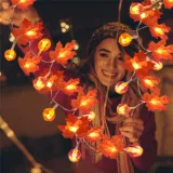 Maple Leaf Pumpkin Lantern Halloween Thanksgiving Christmas Courtyard Decoration Lights String