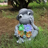 Solar Succulent Frog Resin Animal Night Light Courtyard Garden Landscape Decoration