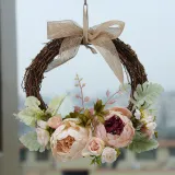 Artificial Peony Wreath Front Door Décor Home Wall Hanging Flower Ornament