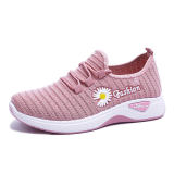 Women Casual Light Shoes Daisy Pattern Breathable Flat Running Sneaker