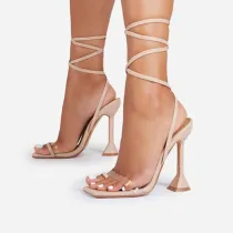 Stiletto Snake Leaf Ankle Strap Stiletto Heels Sandals Dress Shoes