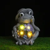 Solar Succulent Frog Resin Animal Night Light Courtyard Garden Landscape Decoration