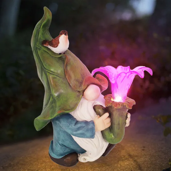 Solar Dwarf Statue Lights Resin Crafts Garden Decoration