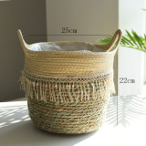 Large Straw Woven Flower Pot Seaweed Green Flower Water Hyacinth Grass Straw Cotton Rope Basket