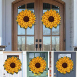 Multilayer Sunflower Burlap Wreath Front Door Hanging Decor