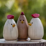 Wooden Chickens Handmade Rooster Hen Ornaments Garden Decoration