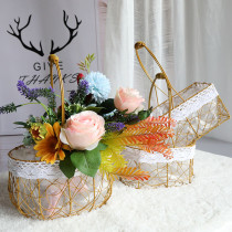 Exquisite Portable Metal Flower Basket Storage Basket