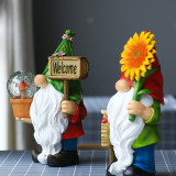 White Beard Dwarf Cartoon Solar Lamp Elves Welcome Card Christmas Light Decorations