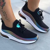 Women Platform Flat Trainer Sneakers in Neutral