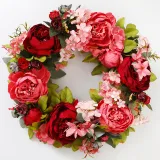 Peony Wreath Front Door Decor Flower Wall Hanging Wedding Ornament