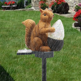 Cute Squirrel Holding Nut Statue Solar Led Lights Yard Lawn Garden Ornaments