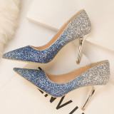 Pointed Toe Ombre Sequins High Heels Elegant Shoes