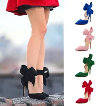 Woman Sedue Bow Knot High Heel Pumps Shoes