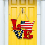 Independence Day Hanging Wooden Love Sign Wooden Patriotic Décor