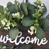 Welcome Sign Wreath Rustic Front Door Decor Wood Hanging Ornament