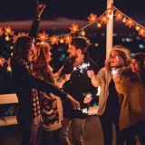 Maple Leaf Pumpkin Lantern Halloween Thanksgiving Christmas Courtyard Decoration Lights String