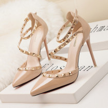 Sexy Stiletto Shallow Pointed Toe Rivet High Heels Shoes