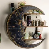 Wood Moon Crystal Shelf Luminous Decorative For Wall Decoration Essential Oil Shelf