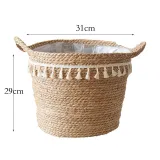 Tassel Rattan Straw Flower Basket Woven Bag Decorative Storage Basket Rattan Basket