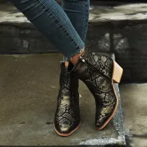 Women PU Leather Serpentine Martin Boots