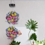 Solar LED Lamp Wind Bell Butterfly Ball Hanging Bell Lamp Family Garden Decoration