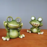 Cute 3D Resin Frog Solar Energy Lights Garden Crafts Decoration