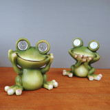 Cute 3D Resin Frog Solar Energy Lights Garden Crafts Decoration