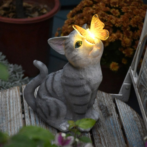 Garden Decoration Courtyard Layout Cute Cat Ornaments Solar Light