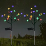 Solar Lotus Flower Branch Tree Lamp Christmas Lawn Stake Light Outdoor Decoration Light