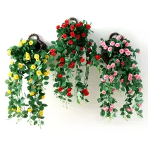 Home Garden Artificial Vine Rose String Hanging Flower Room Decoration