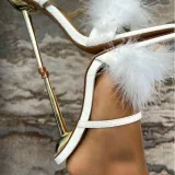 Pointed Hairy Shallow Stiletto High Heel Women Sandals