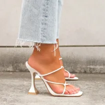 Women Cross-tied High Stiletto Heels Slipper Sandals
