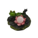 Resin Outdoor Garden Decoration Water Pool Animal Floating Figurine Solar Powered Light Crocodile Statue
