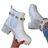 Women Colorful Platform Chunky Heels Waterproof Boots