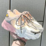 Women Breathable Transparent Vamp Lace Up Running Sneakers